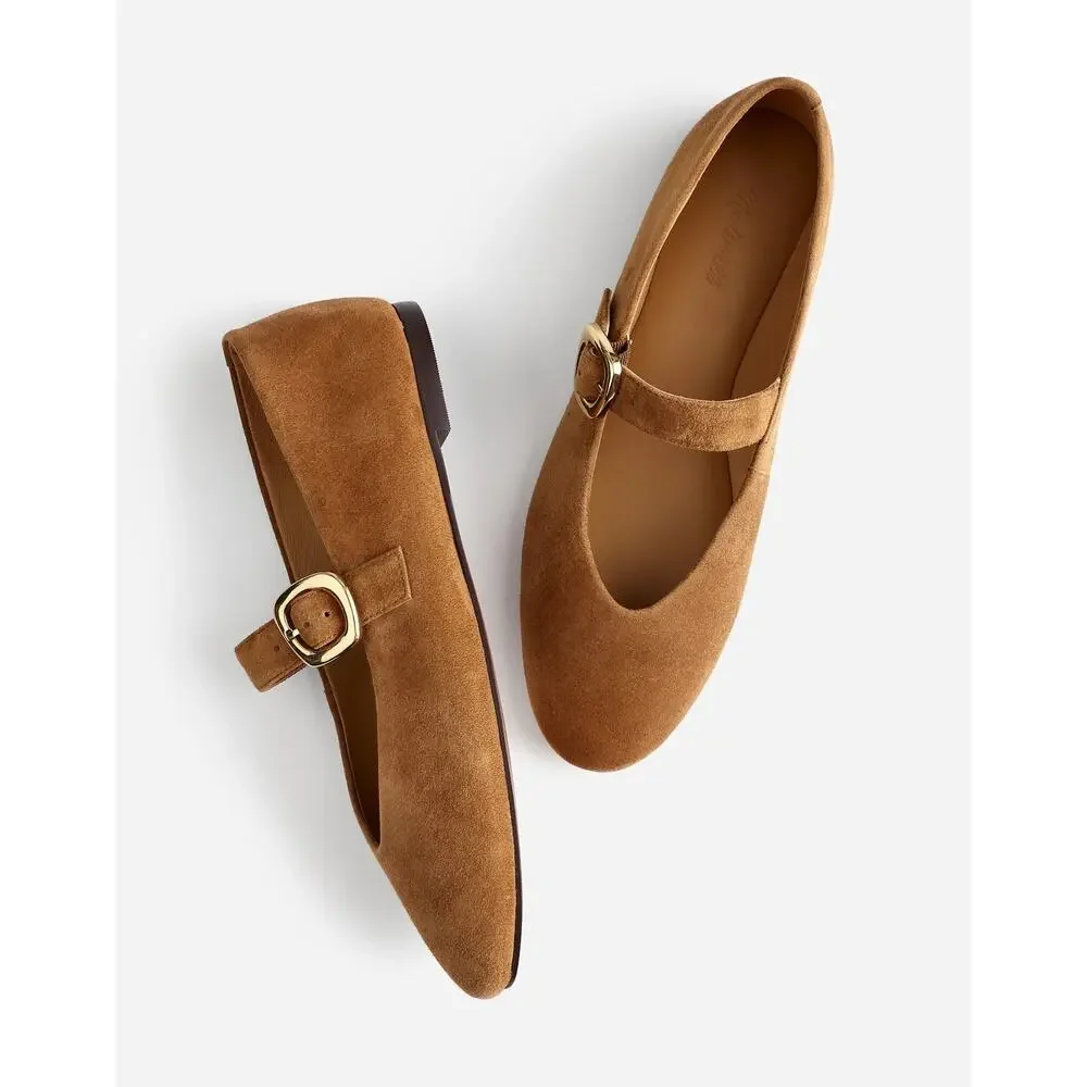 Madewell The Remy Mary Jane Flat Shoe Leather Comfort Dried Acorn Size 8 NWOB